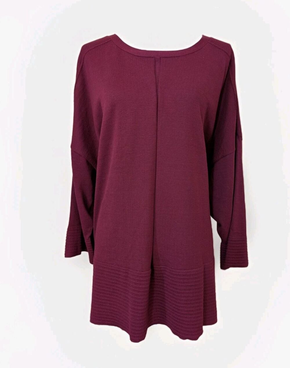 Cyrus Tunic Top Womens 2X Maroon Red Knit Pullover 1/2 Sleeve Minimalist